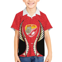 Waikato 2026 Rugby Custom Family Matching Long Sleeve Bodycon Dress and Hawaiian Shirt NZ Maori Silver Fern LT14 Son's Shirt Red - Polynesian Pride