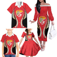 Waikato 2026 Rugby Custom Family Matching Off The Shoulder Long Sleeve Dress and Hawaiian Shirt NZ Maori Silver Fern LT14 - Polynesian Pride