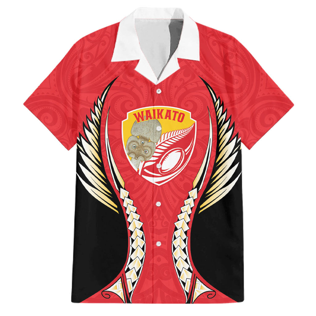 Waikato 2026 Rugby Custom Family Matching Puletasi and Hawaiian Shirt NZ Maori Silver Fern LT14 Dad's Shirt - Short Sleeve Red - Polynesian Pride