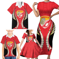 Waikato 2026 Rugby Custom Family Matching Short Sleeve Bodycon Dress and Hawaiian Shirt NZ Maori Silver Fern LT14 - Polynesian Pride