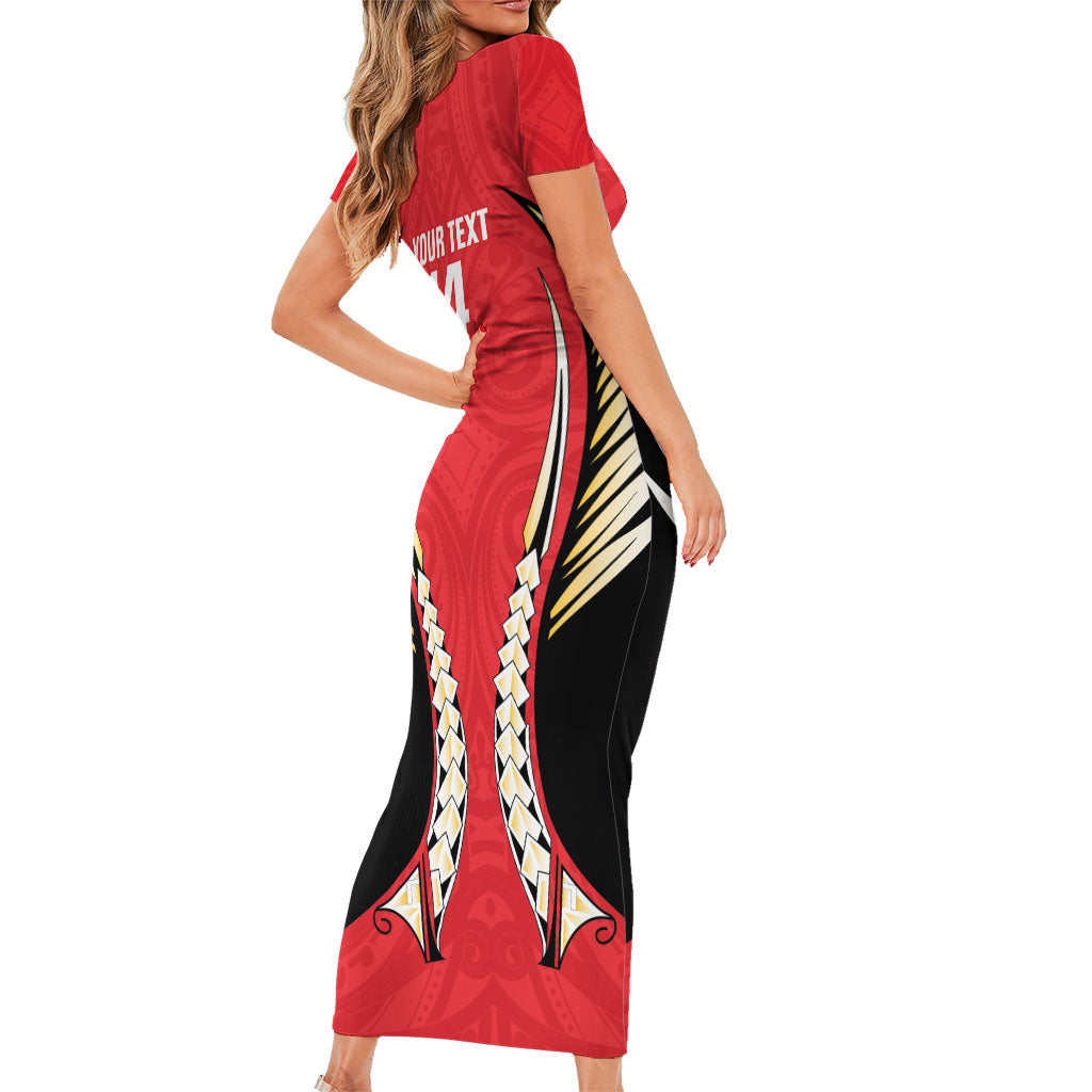 Waikato 2026 Rugby Custom Family Matching Short Sleeve Bodycon Dress and Hawaiian Shirt NZ Maori Silver Fern LT14 - Polynesian Pride