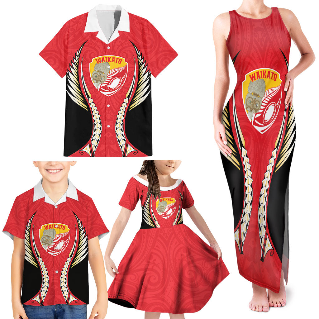 Waikato 2026 Rugby Custom Family Matching Tank Maxi Dress and Hawaiian Shirt NZ Maori Silver Fern LT14 - Polynesian Pride