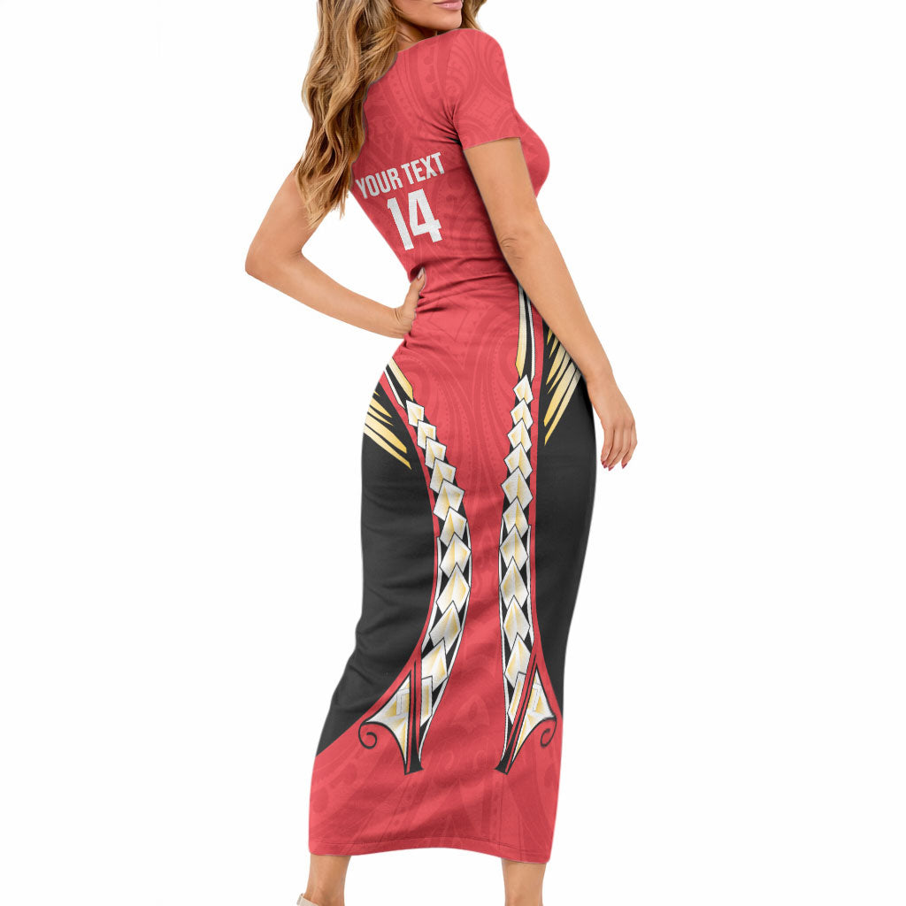 Waikato 2026 Rugby Custom Short Sleeve Bodycon Dress NZ Maori Silver Fern LT14 - Polynesian Pride