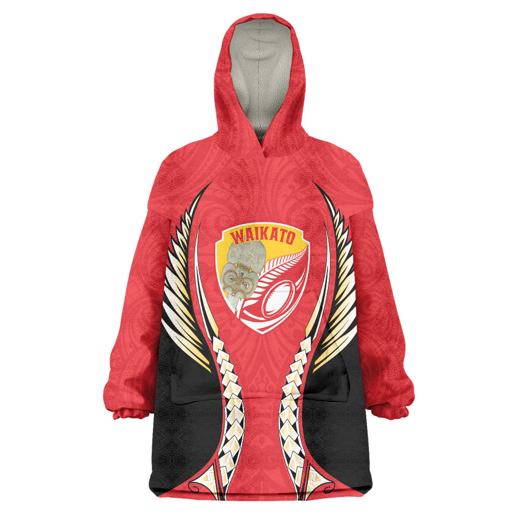 Waikato 2026 Rugby Custom Wearable Blanket Hoodie NZ Maori Silver Fern LT14 One Size Red - Polynesian Pride