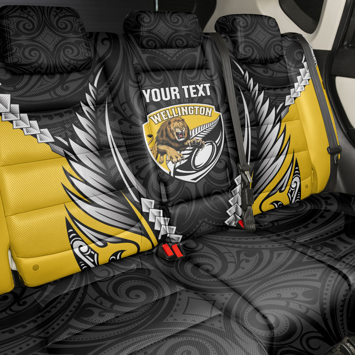 Wellington 2026 Rugby Custom Back Car Seat Cover NZ Maori Silver Fern