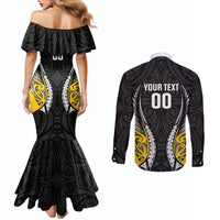 Wellington 2026 Rugby Custom Couples Matching Mermaid Dress and Long Sleeve Button Shirt NZ Maori Silver Fern LT14 - Polynesian Pride