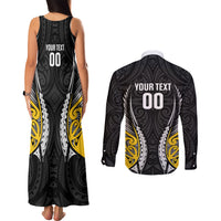 Wellington 2026 Rugby Custom Couples Matching Tank Maxi Dress and Long Sleeve Button Shirt NZ Maori Silver Fern LT14 - Polynesian Pride