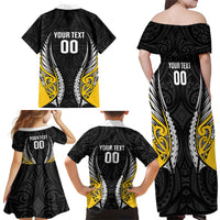 Wellington 2026 Rugby Custom Family Matching Off Shoulder Maxi Dress and Hawaiian Shirt NZ Maori Silver Fern LT14 - Polynesian Pride