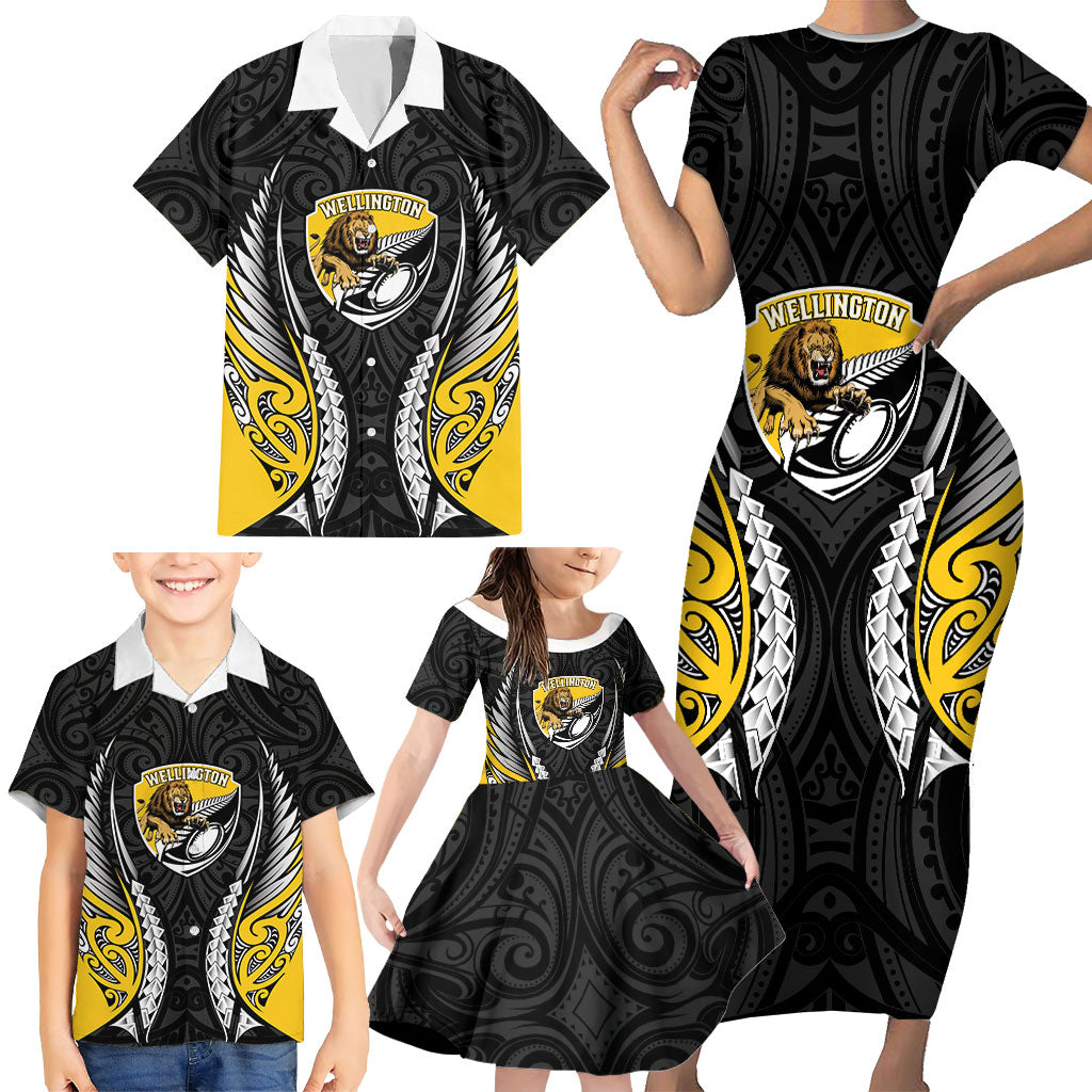 Wellington 2026 Rugby Custom Family Matching Short Sleeve Bodycon Dress and Hawaiian Shirt NZ Maori Silver Fern