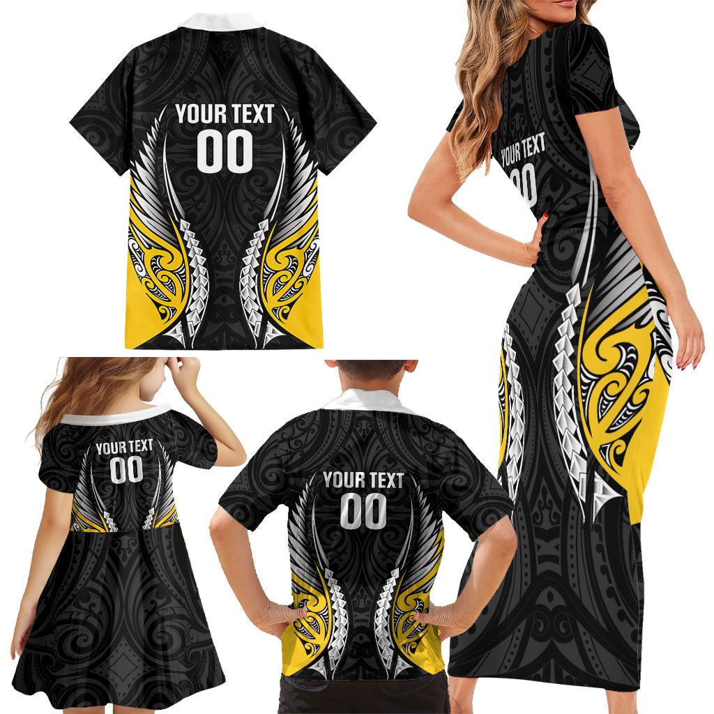 Wellington 2026 Rugby Custom Family Matching Short Sleeve Bodycon Dress and Hawaiian Shirt NZ Maori Silver Fern LT14 - Polynesian Pride