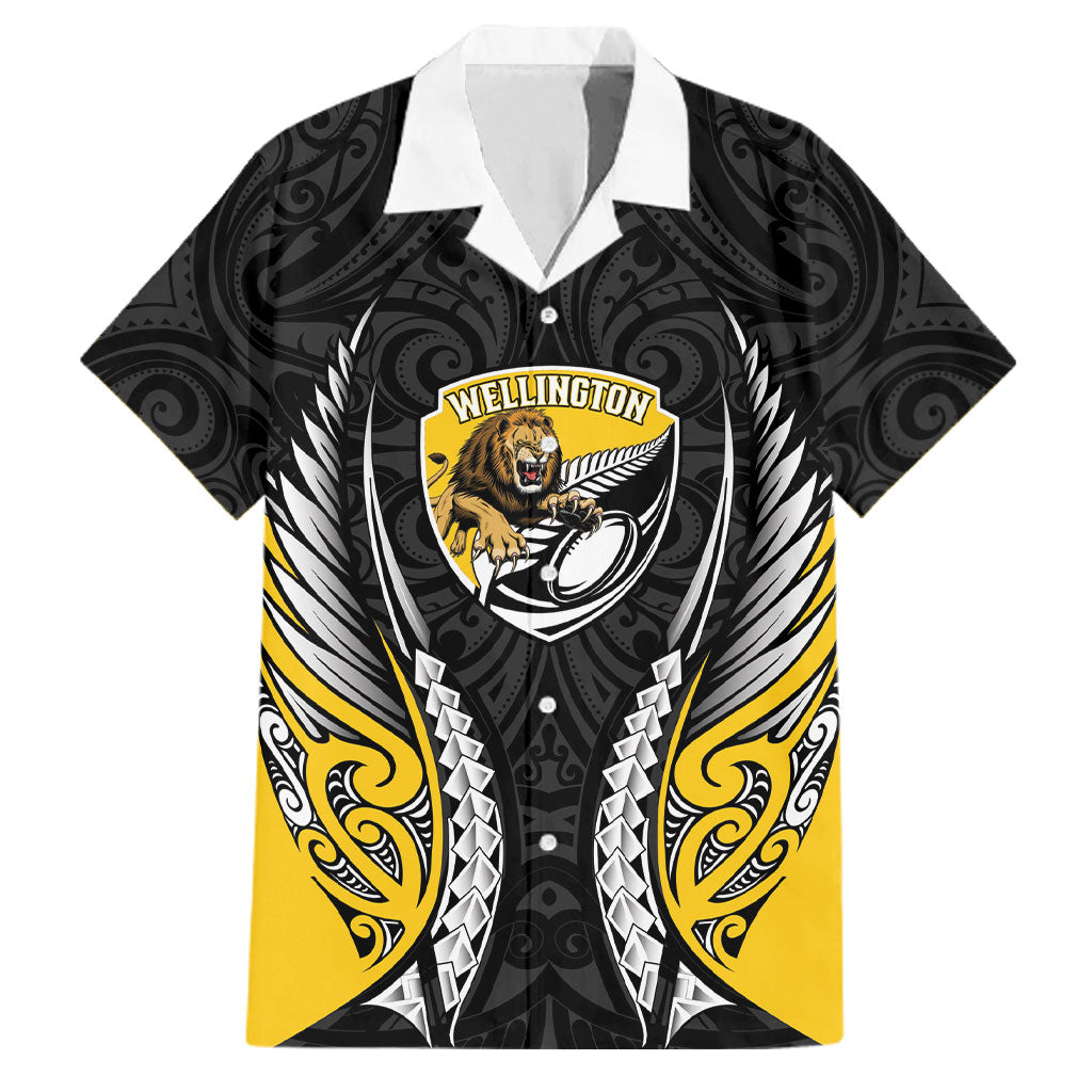 Wellington 2026 Rugby Custom Family Matching Summer Maxi Dress and Hawaiian Shirt NZ Maori Silver Fern LT14 Dad's Shirt - Short Sleeve Black - Polynesian Pride