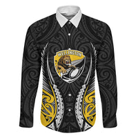 Wellington 2026 Rugby Custom Family Matching Summer Maxi Dress and Hawaiian Shirt NZ Maori Silver Fern LT14 Dad's Shirt - Long Sleeve Black - Polynesian Pride