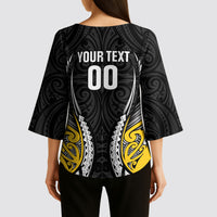 Wellington 2026 Rugby Custom Kimono Sleeve Blouse NZ Maori Silver Fern