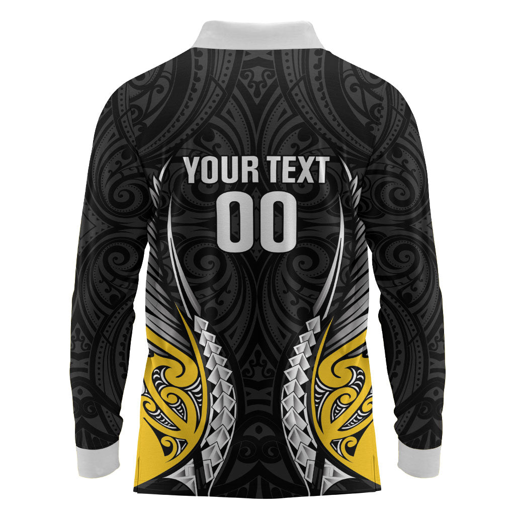 Wellington 2026 Rugby Custom Long Sleeve Polo Shirt NZ Maori Silver Fern