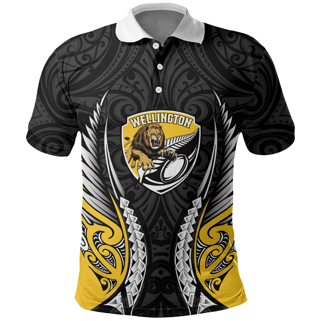 Wellington 2026 Rugby Custom Polo Shirt NZ Maori Silver Fern LT14 Black - Polynesian Pride