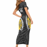 Wellington 2026 Rugby Custom Short Sleeve Bodycon Dress NZ Maori Silver Fern LT14 - Polynesian Pride