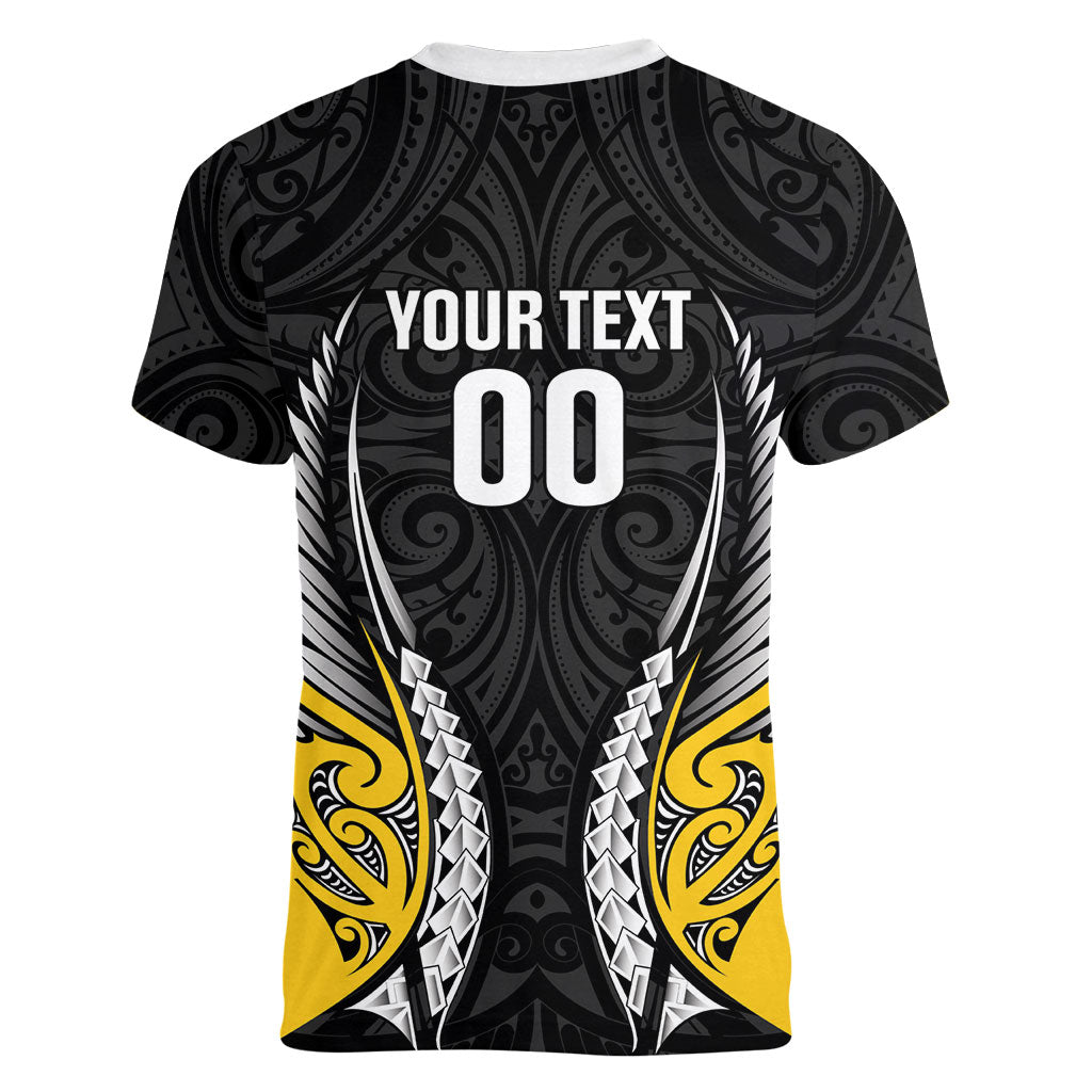 Wellington 2026 Rugby Custom Women V-Neck T-Shirt NZ Maori Silver Fern