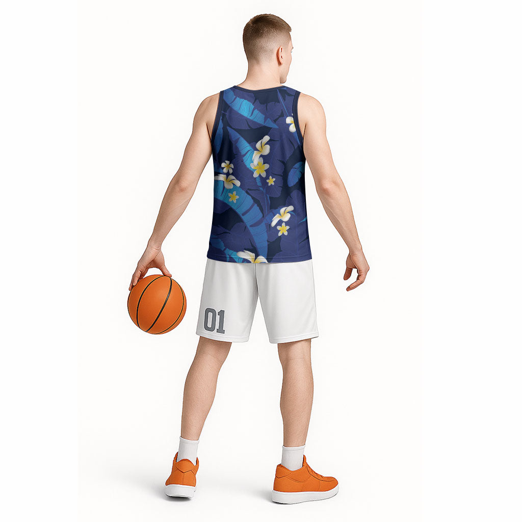 Teal Purple Banana Leaf Hawaii Basketball Jersey Lau Maia Plumeria Tropical Summer Vibes LT14 - Polynesian Pride