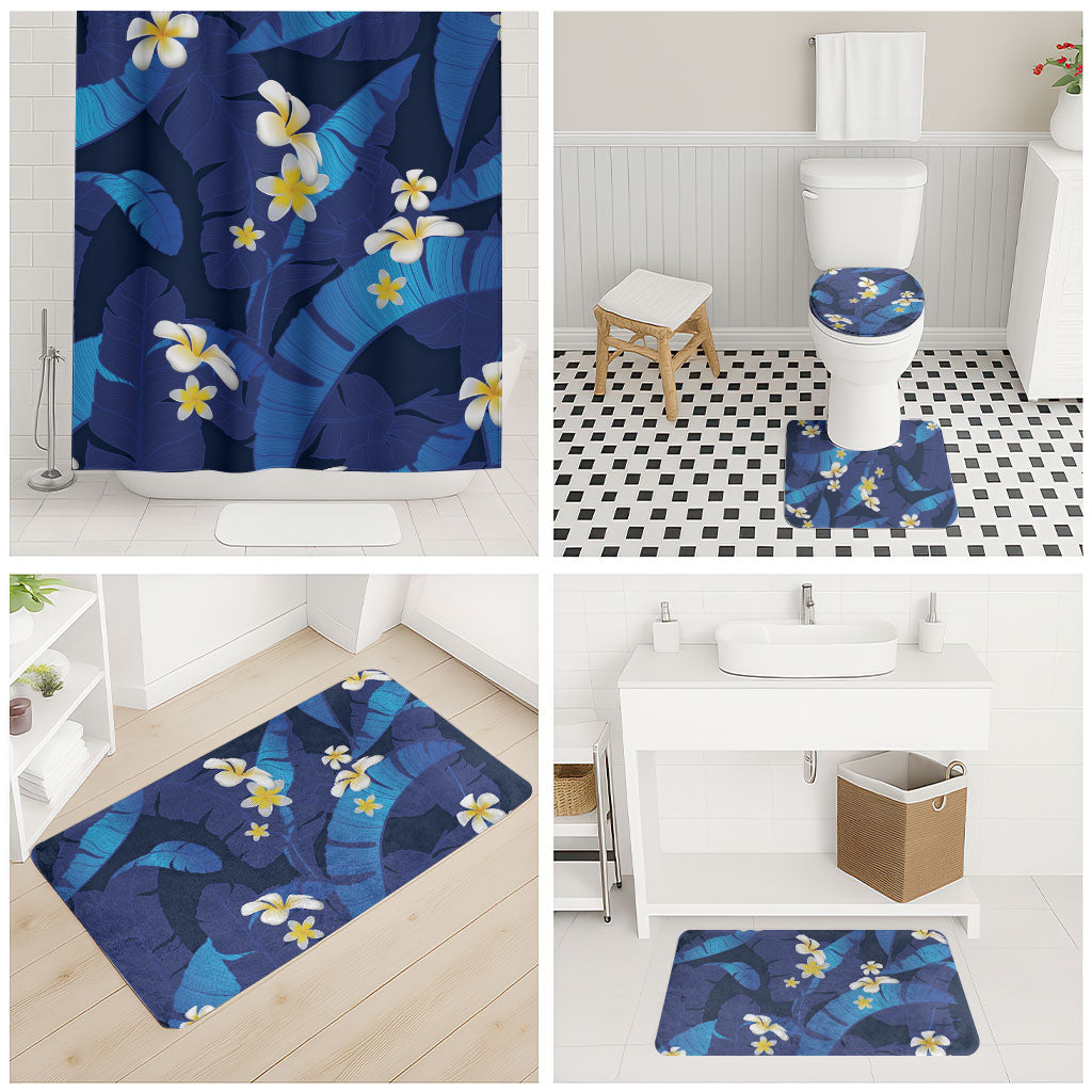Teal Purple Banana Leaf Hawaii Bathroom Set Lau Maia Plumeria Tropical Summer Vibes LT14 - Polynesian Pride