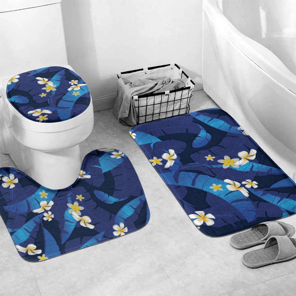 Teal Purple Banana Leaf Hawaii Bathroom Set Lau Maia Plumeria Tropical Summer Vibes LT14 Mat Set Only (3 pcs) One Size Teal Purple - Polynesian Pride