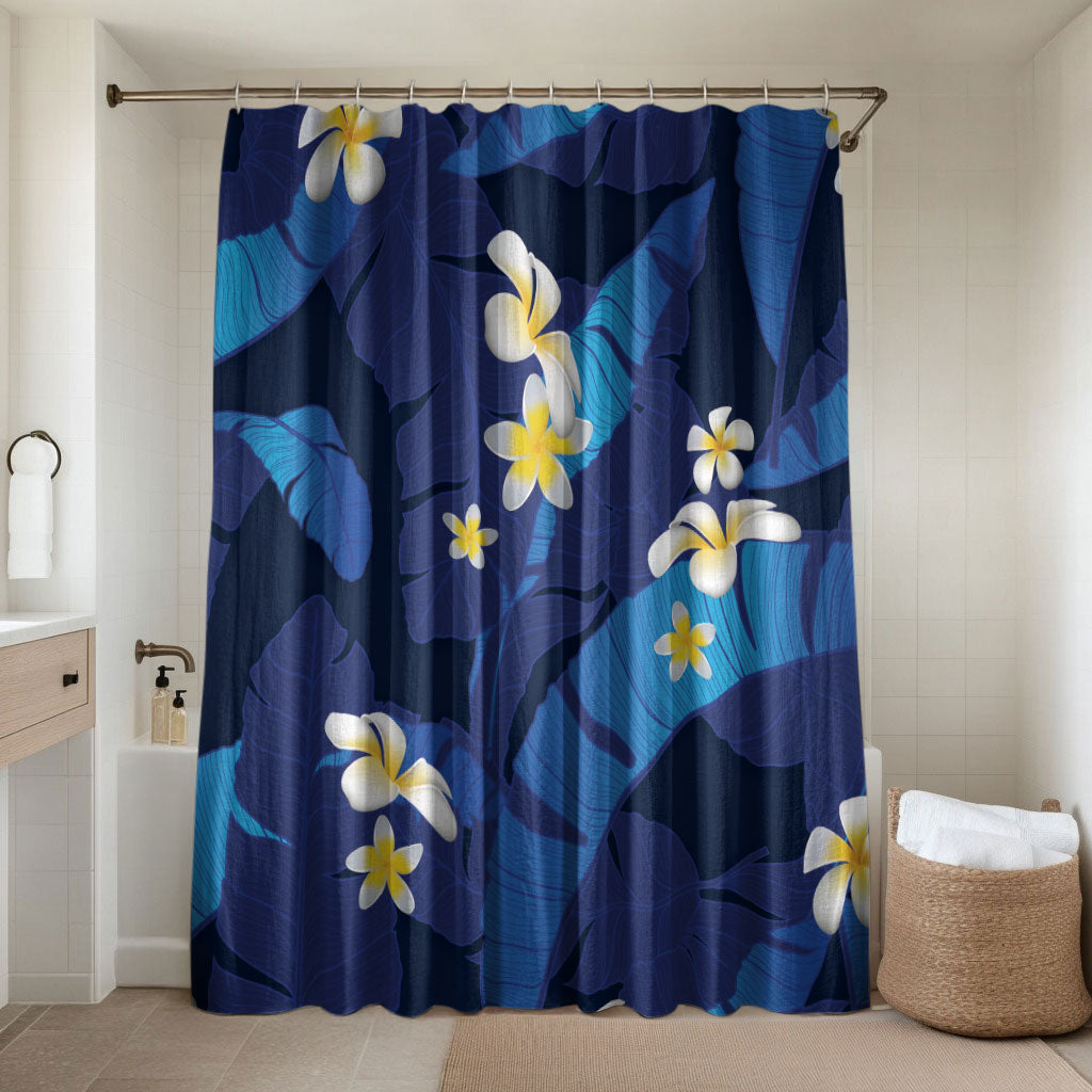 Teal Purple Banana Leaf Hawaii Bathroom Set Lau Maia Plumeria Tropical Summer Vibes LT14 Shower Curtain Only Teal Purple - Polynesian Pride