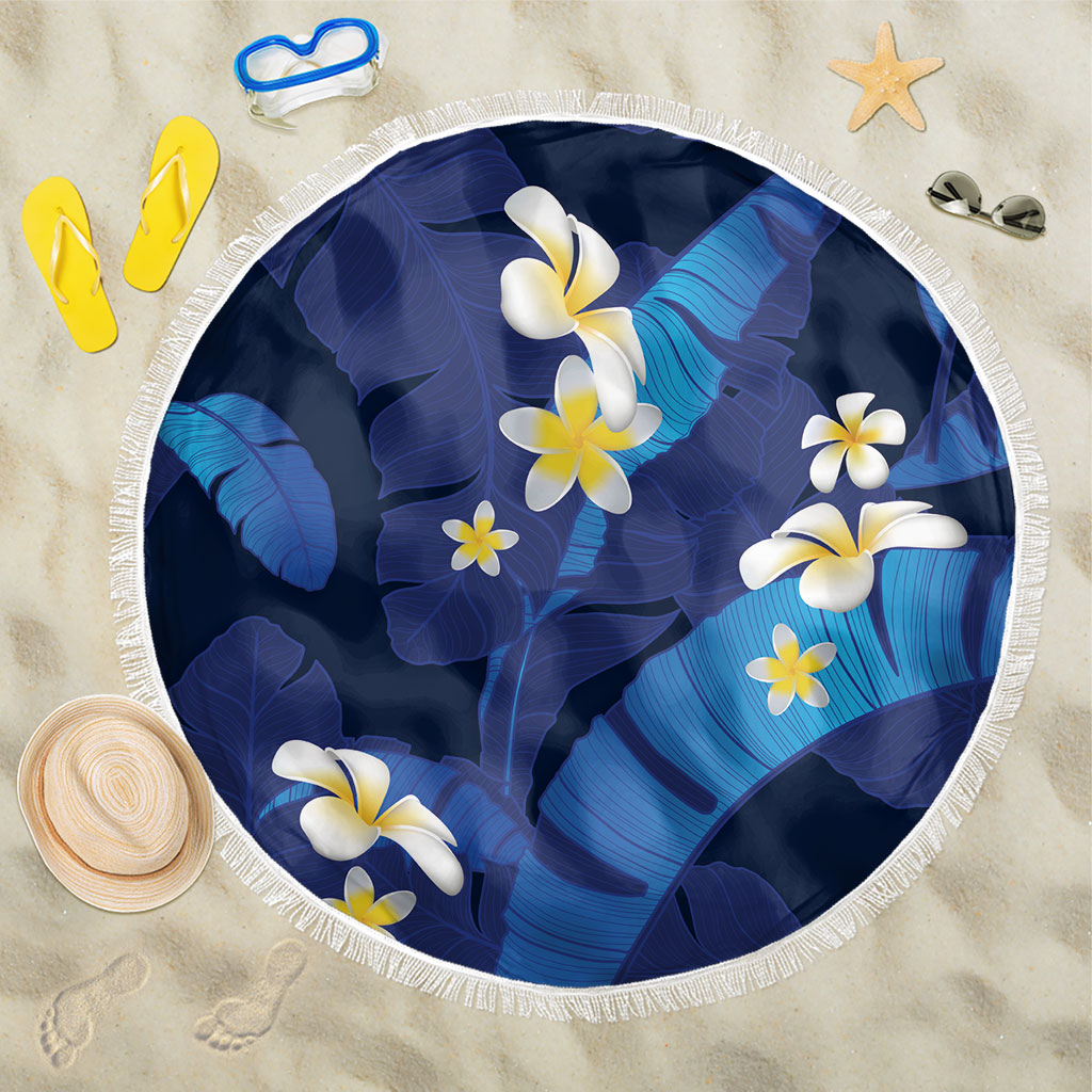 Teal Purple Banana Leaf Hawaii Beach Blanket Lau Maia Plumeria Tropical Summer Vibes LT14 One Size 150cm Teal Purple - Polynesian Pride