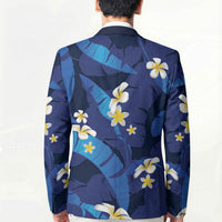 Teal Purple Banana Leaf Hawaii Blazer Lau Maia Plumeria Tropical Summer Vibes LT14 - Polynesian Pride