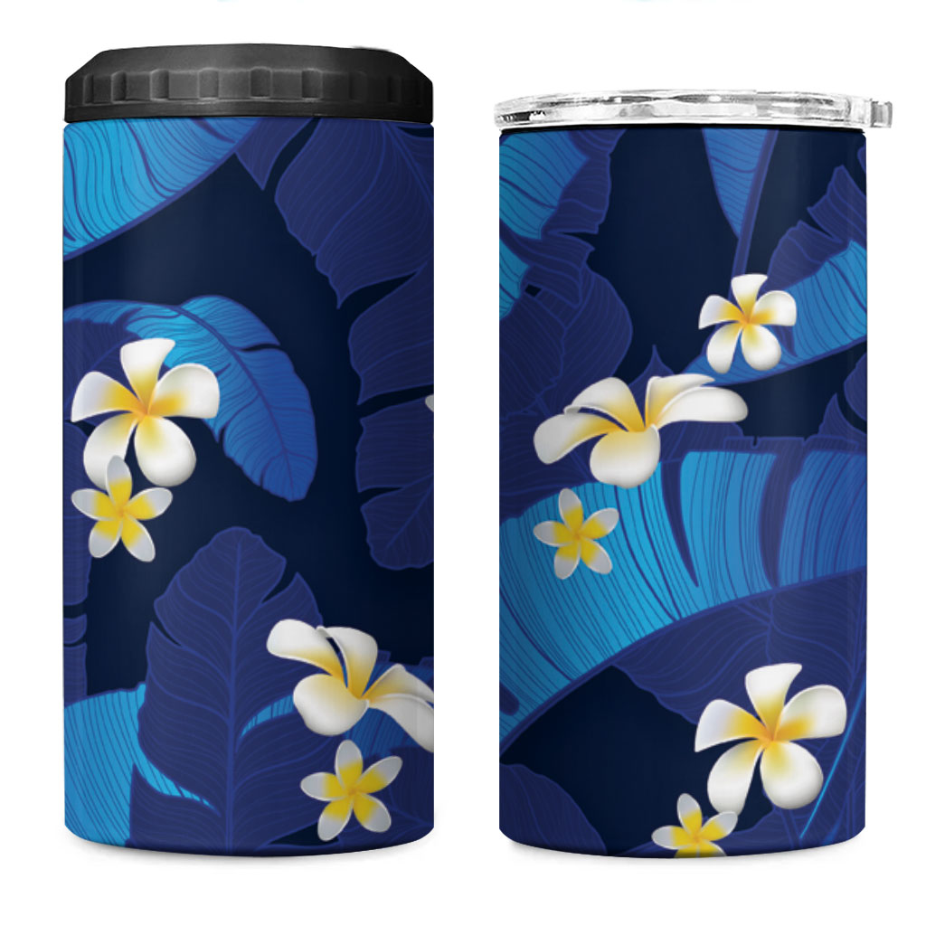 Teal Purple Banana Leaf Hawaii 4 in 1 Can Cooler Tumbler Lau Maia Plumeria Tropical Summer Vibes LT14 One Size: 16 oz Teal Purple - Polynesian Pride