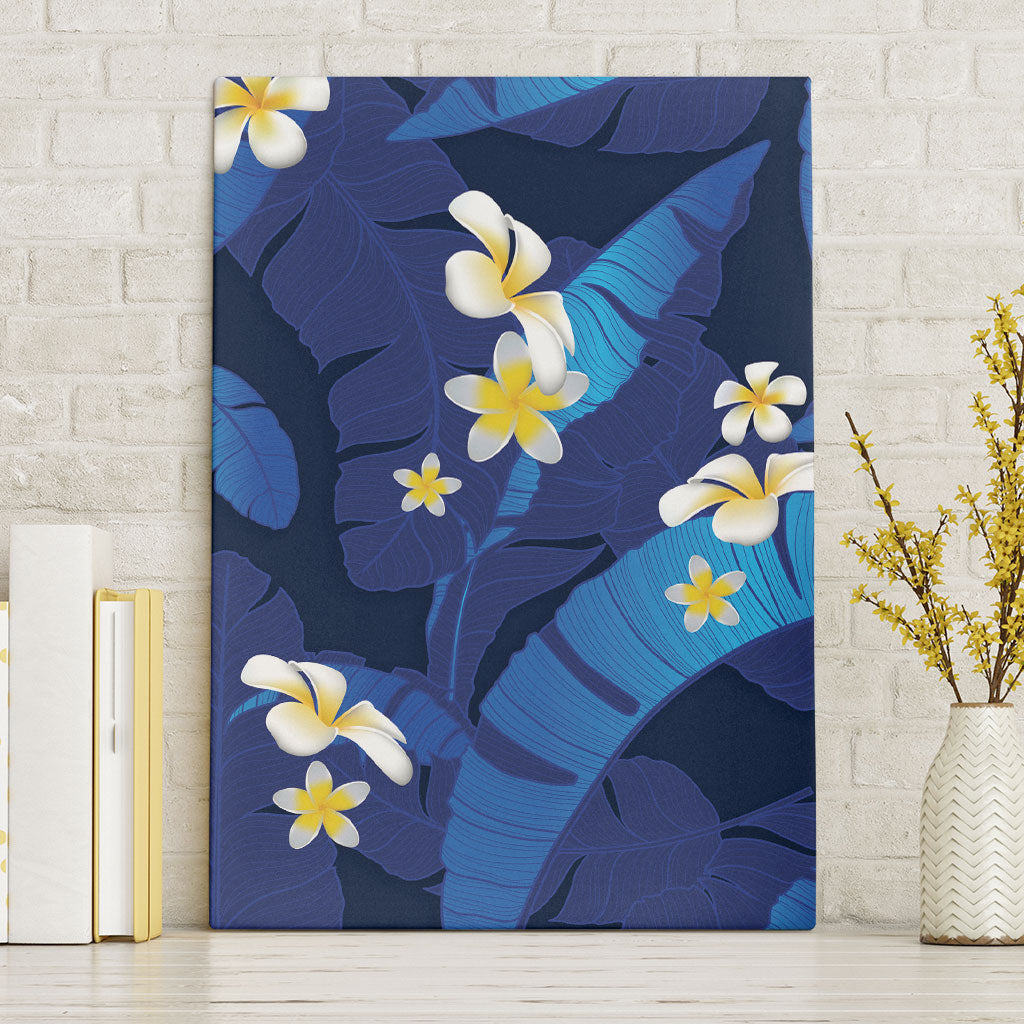 Teal Purple Banana Leaf Hawaii Canvas Wall Art Lau Maia Plumeria Tropical Summer Vibes LT14 Without Frame Teal Purple - Polynesian Pride