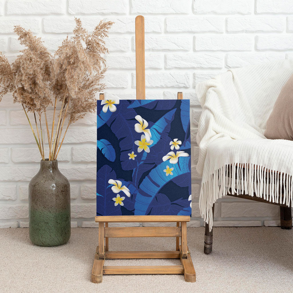 Teal Purple Banana Leaf Hawaii Canvas Wall Art Lau Maia Plumeria Tropical Summer Vibes LT14 - Polynesian Pride