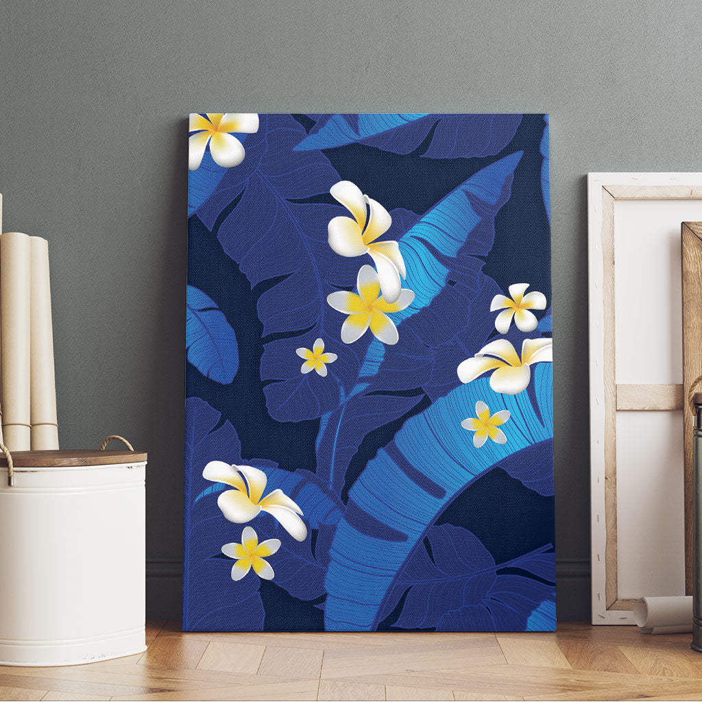 Teal Purple Banana Leaf Hawaii Canvas Wall Art Lau Maia Plumeria Tropical Summer Vibes LT14 - Polynesian Pride