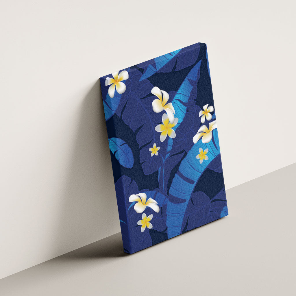 Teal Purple Banana Leaf Hawaii Canvas Wall Art Lau Maia Plumeria Tropical Summer Vibes LT14 - Polynesian Pride