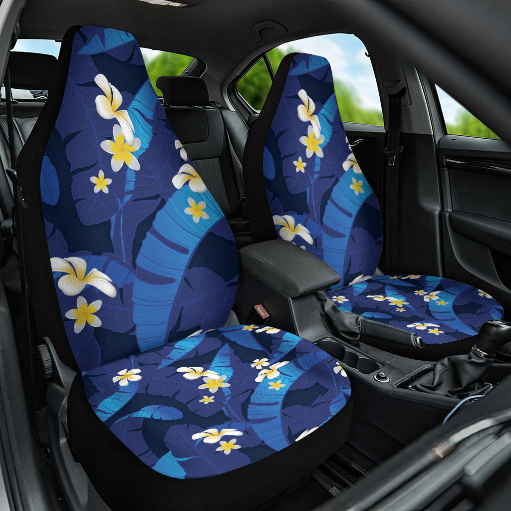 Teal Purple Banana Leaf Hawaii Car Seat Cover Lau Maia Plumeria Tropical Summer Vibes LT14 One Size Teal Purple - Polynesian Pride