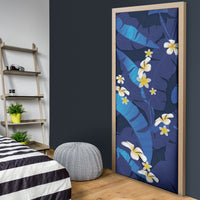 Teal Purple Banana Leaf Hawaii Door Cover Lau Maia Plumeria Tropical Summer Vibes LT14 - Polynesian Pride
