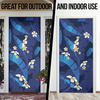 Teal Purple Banana Leaf Hawaii Door Cover Lau Maia Plumeria Tropical Summer Vibes LT14 - Polynesian Pride