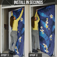 Teal Purple Banana Leaf Hawaii Door Cover Lau Maia Plumeria Tropical Summer Vibes LT14 - Polynesian Pride