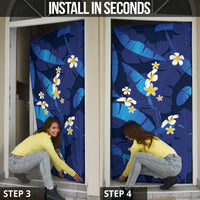 Teal Purple Banana Leaf Hawaii Door Cover Lau Maia Plumeria Tropical Summer Vibes LT14 - Polynesian Pride