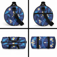 Teal Purple Banana Leaf Hawaii Duffle Bag Lau Maia Plumeria Tropical Summer Vibes