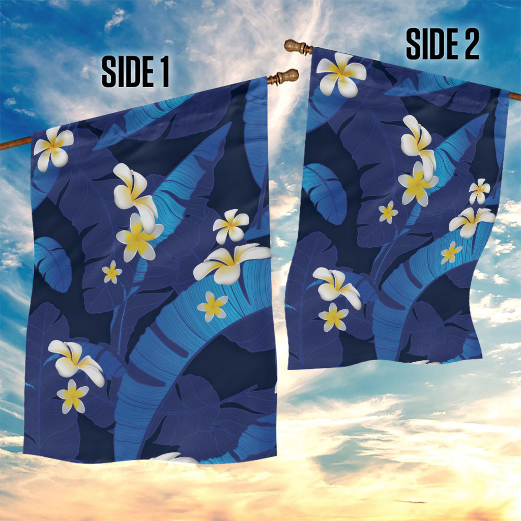 Teal Purple Banana Leaf Hawaii Garden Flag Lau Maia Plumeria Tropical Summer Vibes LT14 - Polynesian Pride