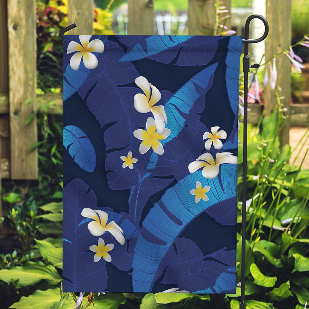 Teal Purple Banana Leaf Hawaii Garden Flag Lau Maia Plumeria Tropical Summer Vibes LT14 Garden Flag Teal Purple - Polynesian Pride