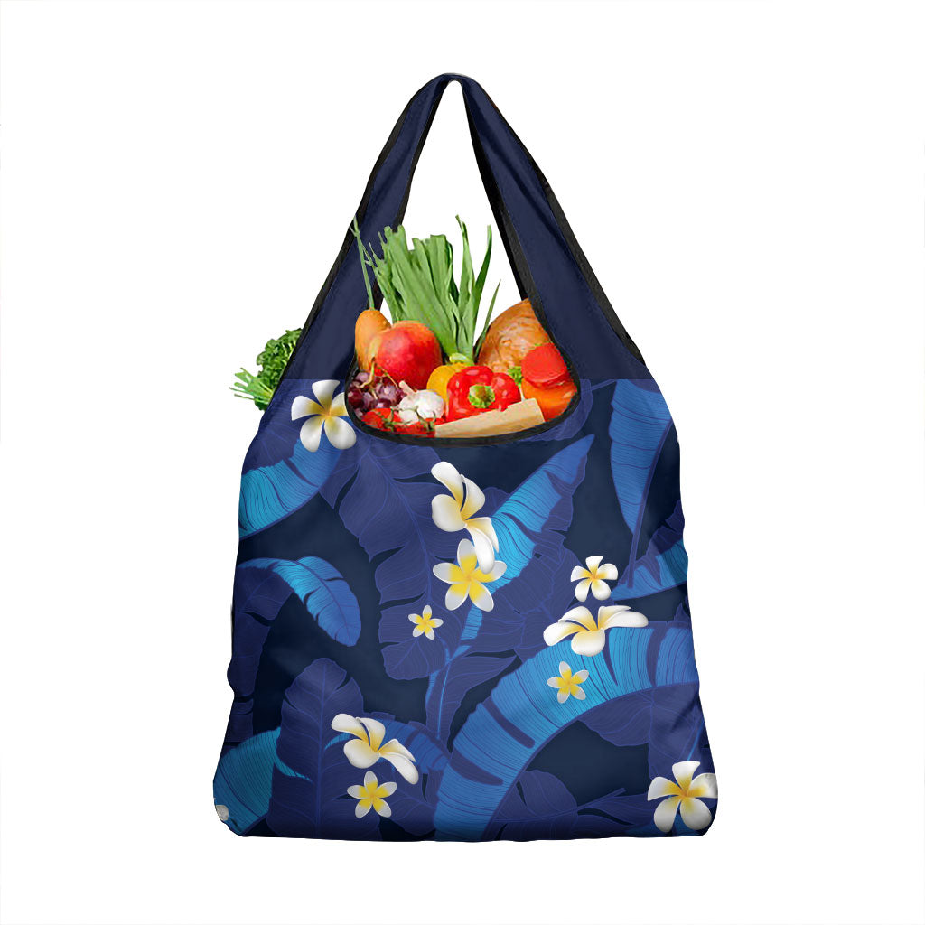 Teal Purple Banana Leaf Hawaii Grocery Bag Lau Maia Plumeria Tropical Summer Vibes LT14 1-pack One Size Teal Purple - Polynesian Pride