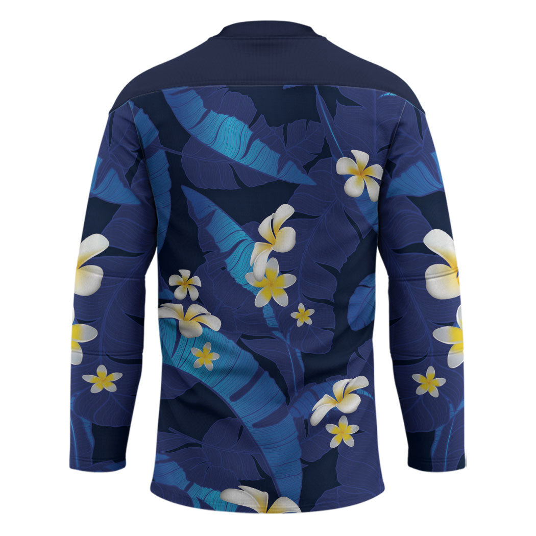 Teal Purple Banana Leaf Hawaii Hockey Jersey Lau Maia Plumeria Tropical Summer Vibes LT14 - Polynesian Pride