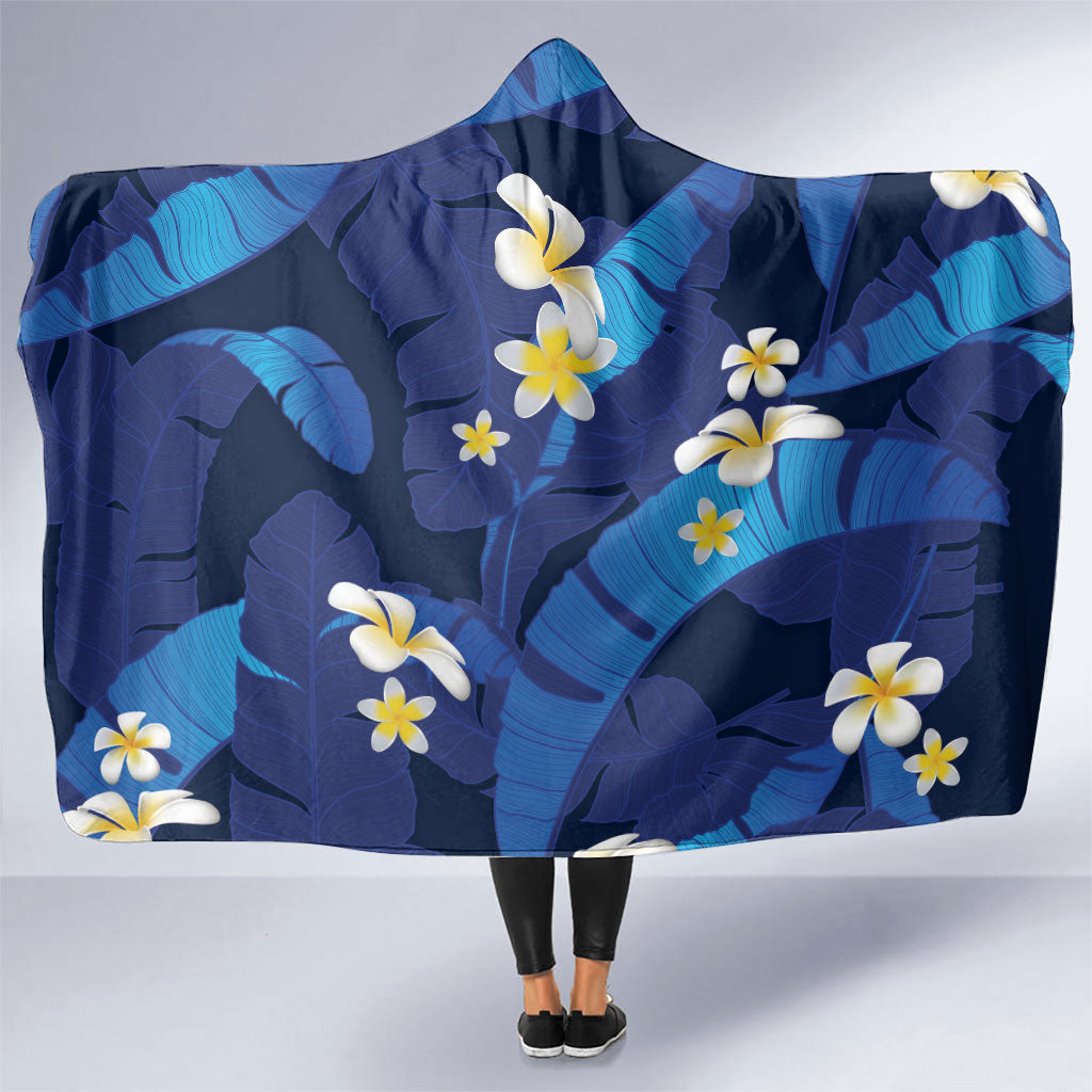 Teal Purple Banana Leaf Hawaii Hooded Blanket Lau Maia Plumeria Tropical Summer Vibes LT14 One Size Teal Purple - Polynesian Pride