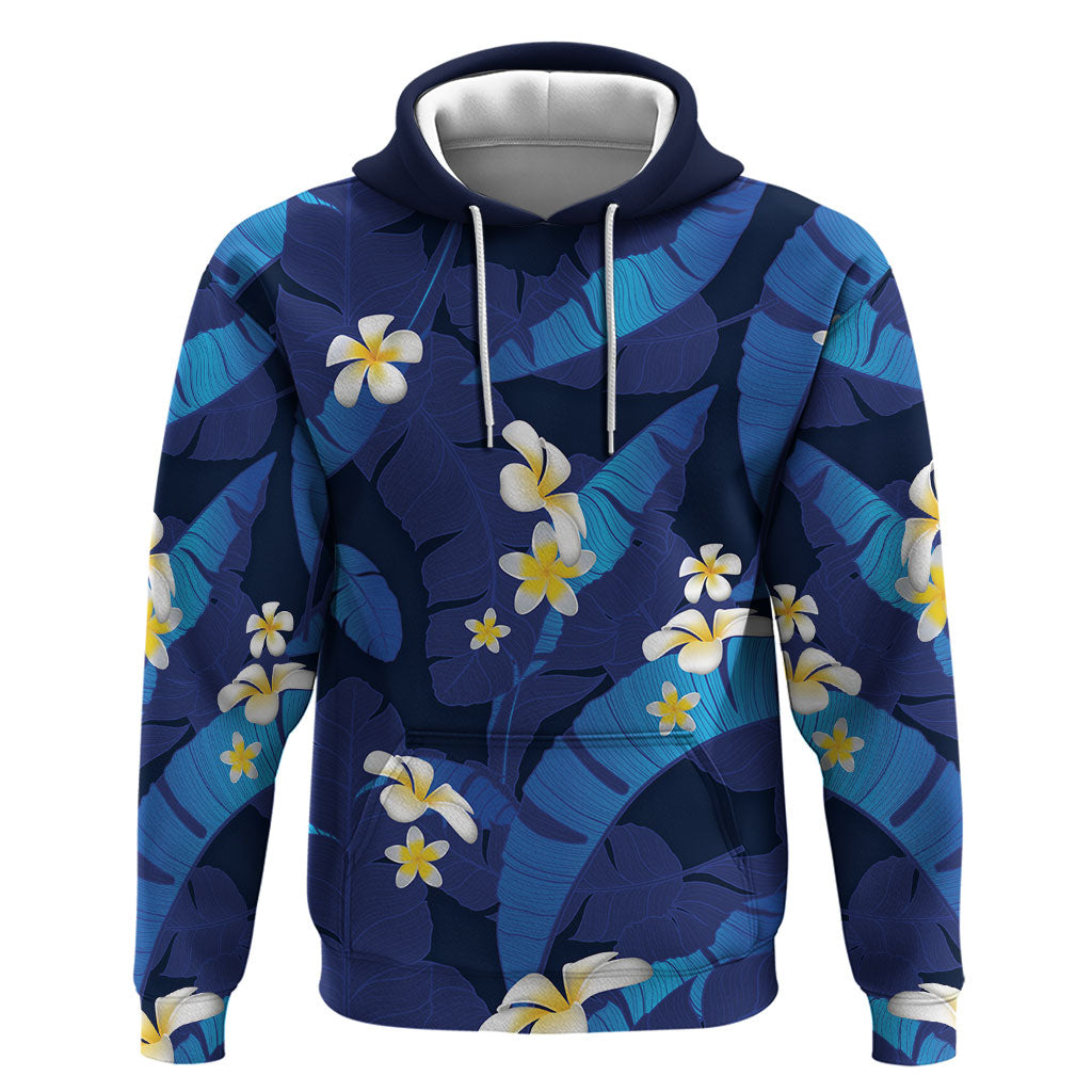 Teal Purple Banana Leaf Hawaii Hoodie Lau Maia Plumeria Tropical Summer Vibes LT14 Pullover Hoodie Teal Purple - Polynesian Pride