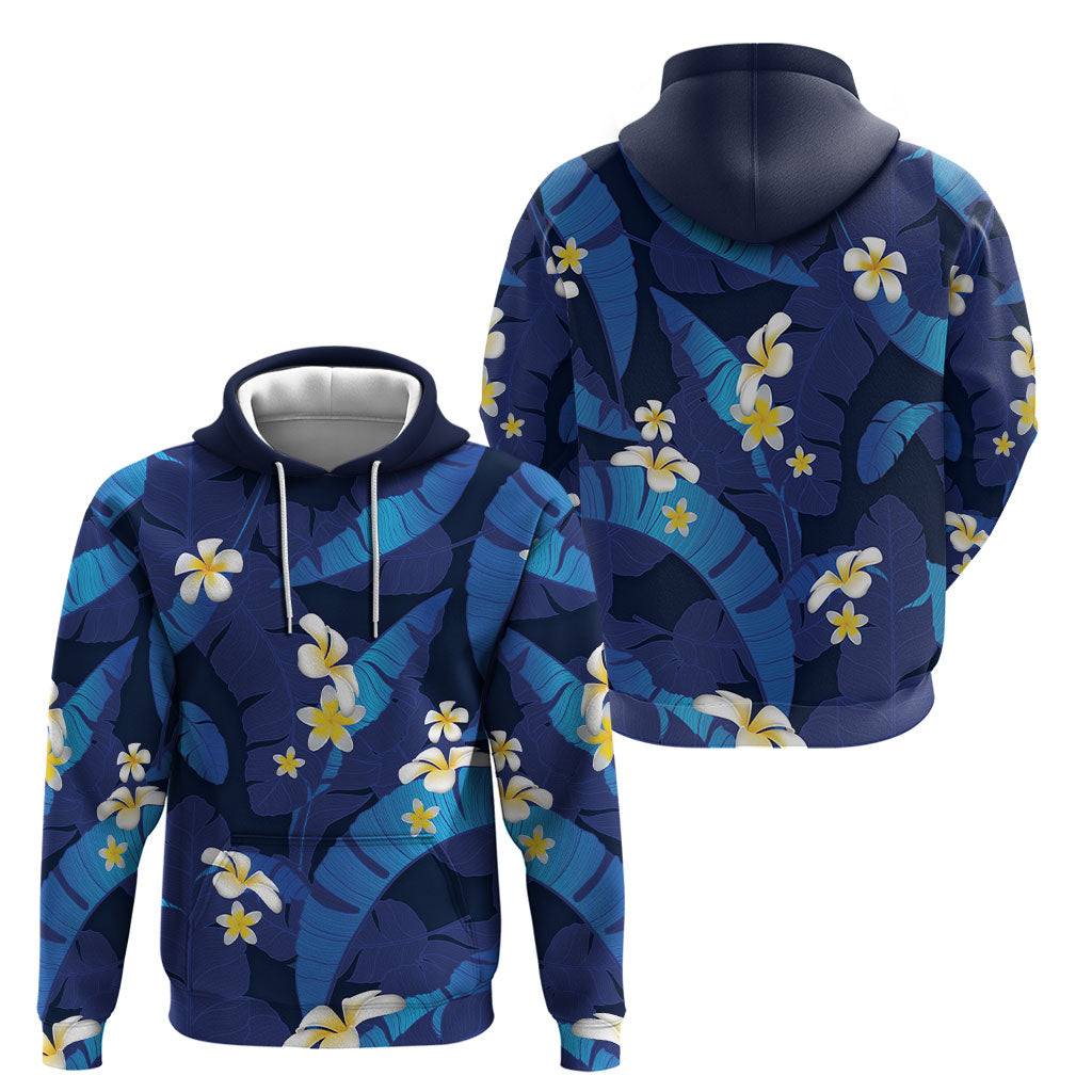 Teal Purple Banana Leaf Hawaii Hoodie Lau Maia Plumeria Tropical Summer Vibes LT14 - Polynesian Pride