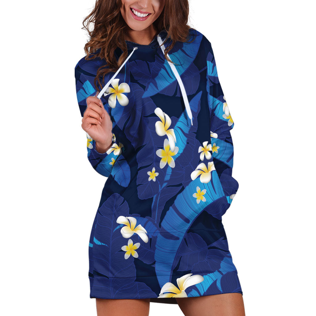 Teal Purple Banana Leaf Hawaii Hoodie Dress Lau Maia Plumeria Tropical Summer Vibes LT14 Teal Purple - Polynesian Pride