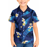 Teal Purple Banana Leaf Hawaii Kid Hawaiian Shirt Lau Maia Plumeria Tropical Summer Vibes LT14 Kid Teal Purple - Polynesian Pride