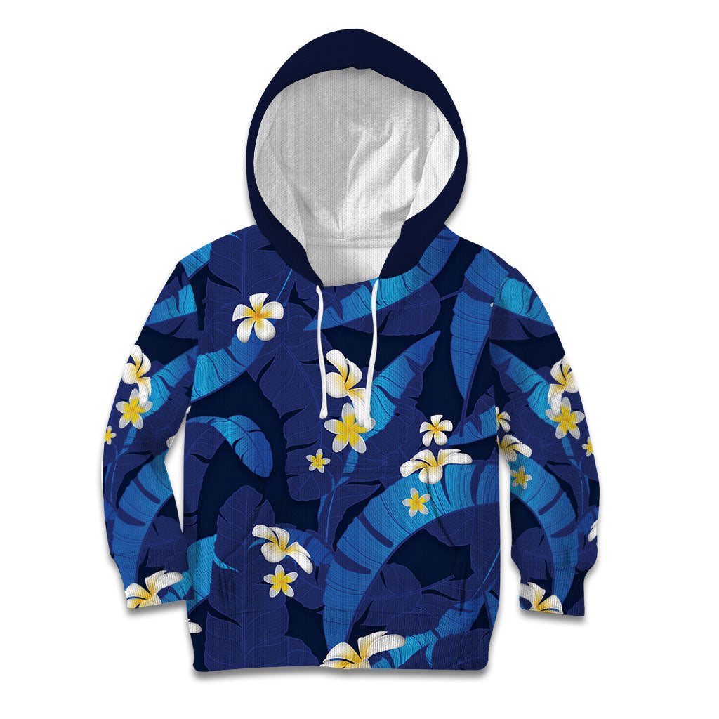 Teal Purple Banana Leaf Hawaii Kid Hoodie Lau Maia Plumeria Tropical Summer Vibes LT14 Hoodie Teal Purple - Polynesian Pride