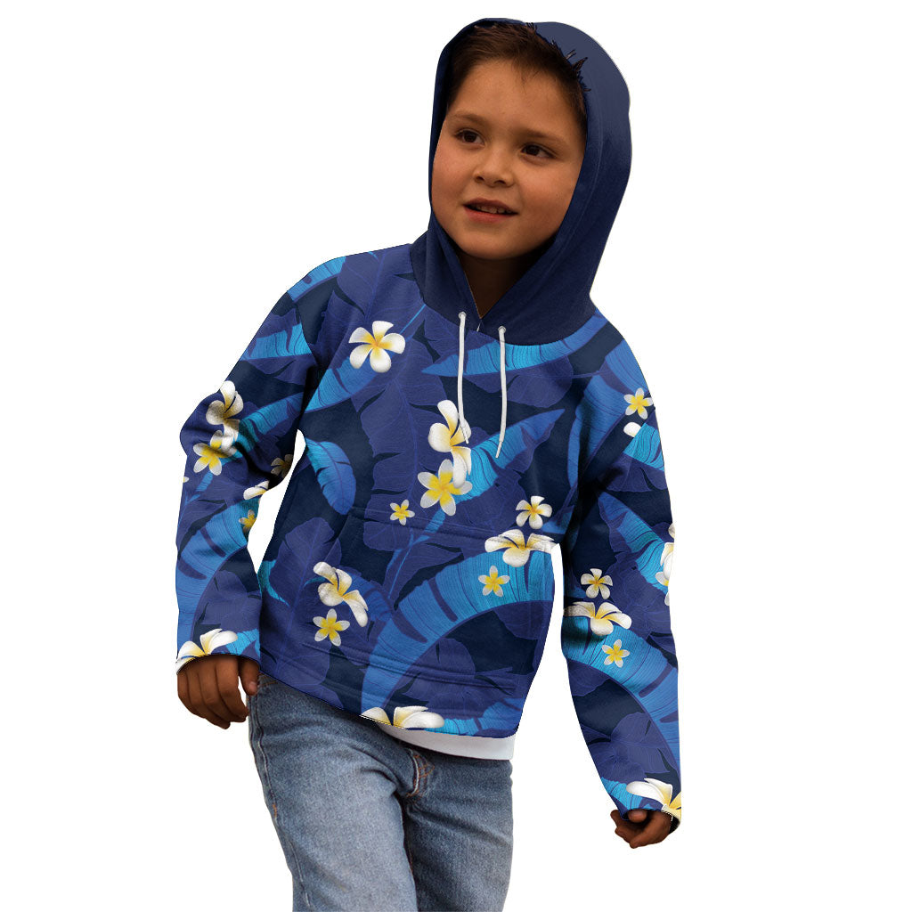 Teal Purple Banana Leaf Hawaii Kid Hoodie Lau Maia Plumeria Tropical Summer Vibes LT14 - Polynesian Pride