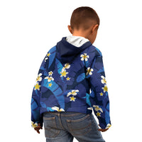 Teal Purple Banana Leaf Hawaii Kid Hoodie Lau Maia Plumeria Tropical Summer Vibes LT14 - Polynesian Pride